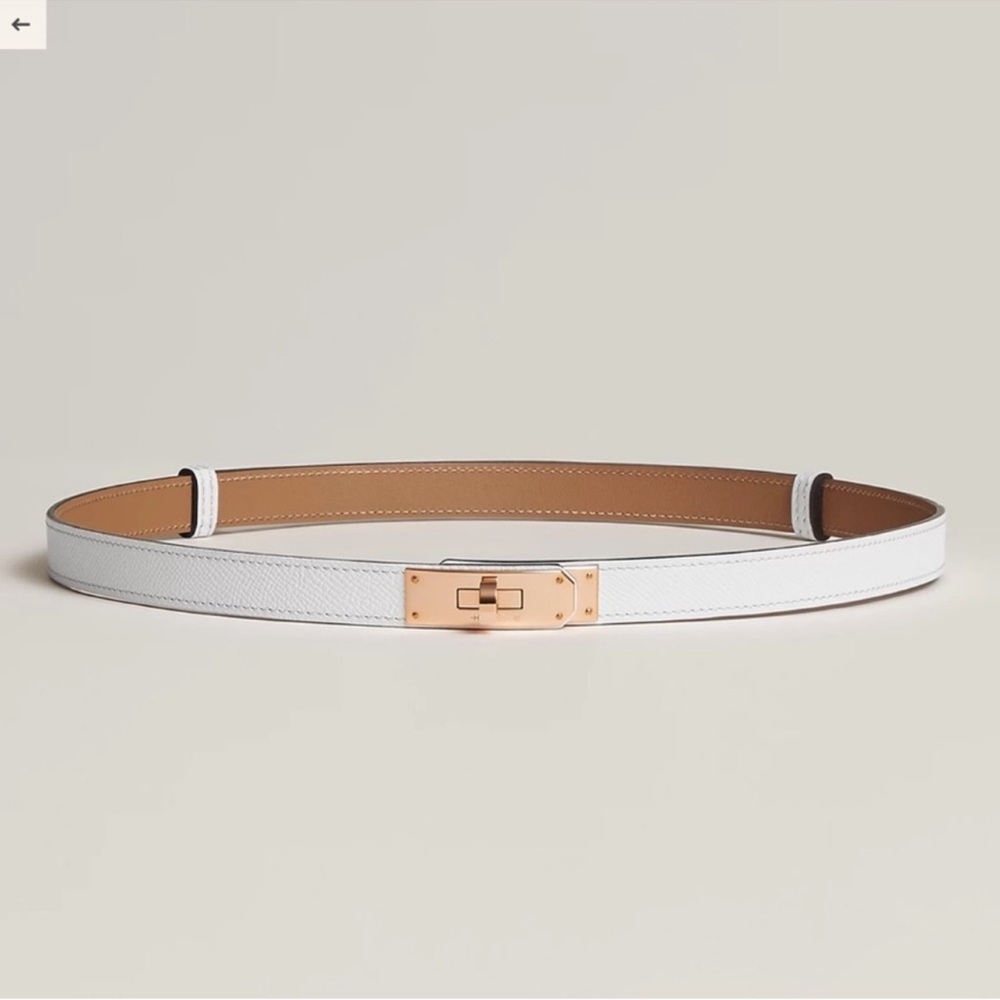 White Leather Belt with Gold Buckle